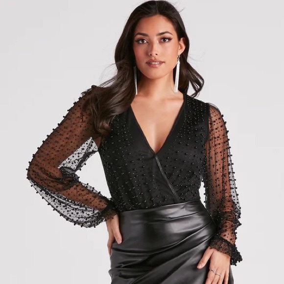 Windsor Luxe Be A Lady Faux Pearl Bodysuit - Picture 1 of 4